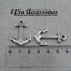 10 Antique Silver Anchor Charms, Anchor Clasps