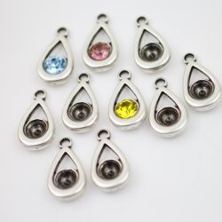 10 Antique Silver Pendants setting for 8 mm Chatons Swarovski Crystals