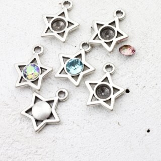 10 Stern Anhnger Fassung fr 8 mm Chatons Swarovski Stein