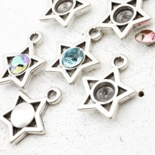10 Stern Anhnger Fassung fr 8 mm Chatons Swarovski Stein