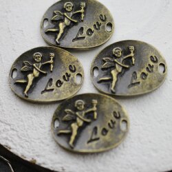 5 Angel Charms Connector, Love Charms, Antique Brass