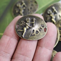 5 Angel Charms Connector, Love Charms, Antique Brass