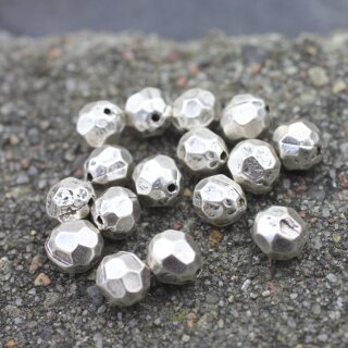 10 Antique Silver Facetted  Beads