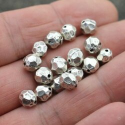 10 Antique Silver Facetted  Beads