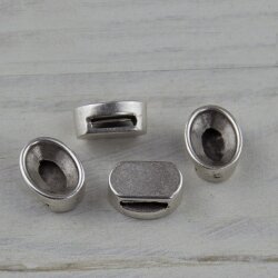 10 Stk. 14*10 mm Cabochons Schiebeperlen für 10x2 mm Leder, Altsilber