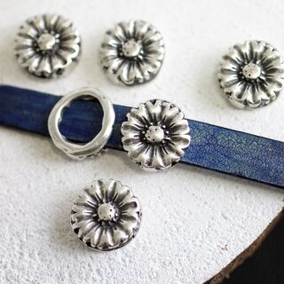 10 Antique Silver Flower Sliderbeads