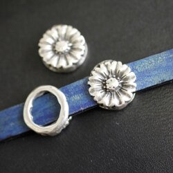 10 Antique Silver Flower Sliderbeads