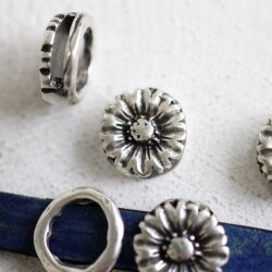 10 Antique Silver Flower Sliderbeads