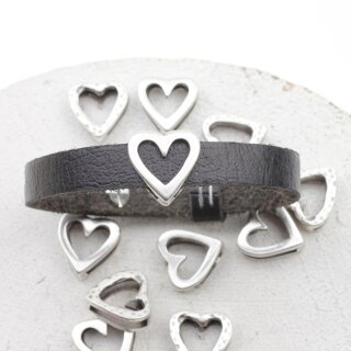 Sterling Silver Plated Open Heart Spacer Beads - Pack of 10