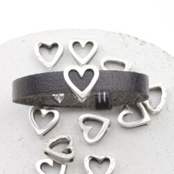 Sterling Silver Plated Open Heart Spacer Beads - Pack of 10