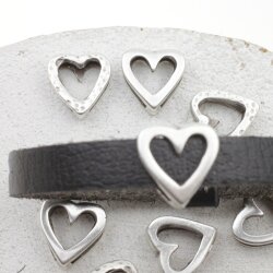 Sterling Silver Plated Open Heart Spacer Beads - Pack of 10