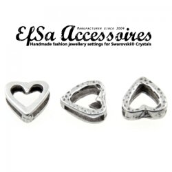 Sterling Silver Plated Open Heart Spacer Beads - Pack of 10