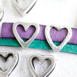 Sterling Silver Plated Open Heart Spacer Beads - Pack of 10