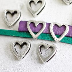 Sterling Silver Plated Open Heart Spacer Beads - Pack of 10