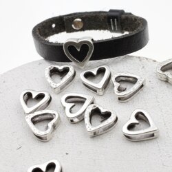 Sterling Silver Plated Open Heart Spacer Beads - Pack of 10