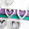 Sterling Silver Plated Open Heart Spacer Beads - Pack of 10