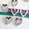Sterling Silver Plated Open Heart Spacer Beads - Pack of 10