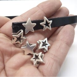 10 Star Sliderbeads for 10x2 mm flat braided leather