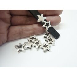 10 Star Sliderbeads for 10x2 mm flat braided leather