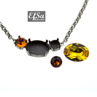 Ketten Fassung fr 8 mm Chatons und 18*13 mm Oval Swarovski Stein