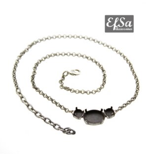 Ketten Fassung fr 8 mm Chatons und 18*13 mm Oval Swarovski Stein