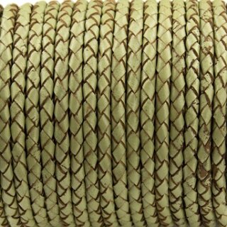 1 m Olivine, braided Leather 4 mm