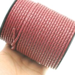 1 m Red Brown, braided Leather 4 mm