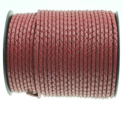 1 m Red Brown, braided Leather 4 mm