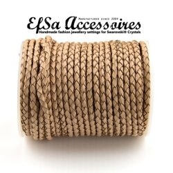 1 m sand, braided Leather 4 mm
