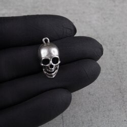10 Silver Skull Charms, Deaths head Pendants