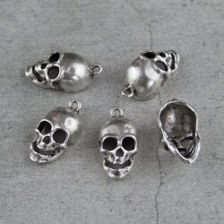 10 Silver Skull Charms, Deaths head Pendants