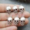 10 Silver Skull Charms, Deaths head Pendants