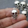 10 Silver Skull Charms, Deaths head Pendants