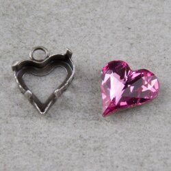 Ketten Fassung für 13x12 mm Heart Swarovski Stein