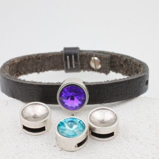 5 pcs. 12 mm Rivoli Sliderbeads for flat braided leather,...