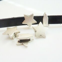 10 Star Sliderbeads for 10x2 mm flat braided leather