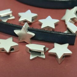 10 Stern Schiebeperlen für 10x2 mm Flaches Leder