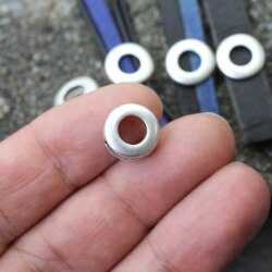 10 Doughnut Schiebeperlen für 10x2 mm Flaches Leder