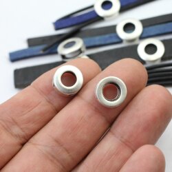 10 Doughnut Schiebeperlen für 10x2 mm Flaches Leder