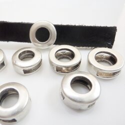 10 Doughnut Schiebeperlen für 10x2 mm Flaches Leder