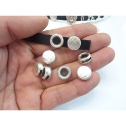10 Slider Beads, Antique Silver