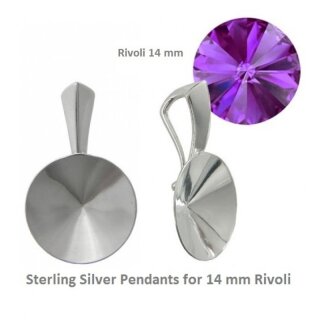 Pendants 925 Silver for Swarovski No. 1122, 14 mm