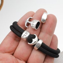 5 Anchor Hook Bracelet Clasp for 4 -5mm round leather cord, Antique Silver