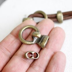 5 Hook Clasps for Leather and Cord Bracelet, Antique Bronze