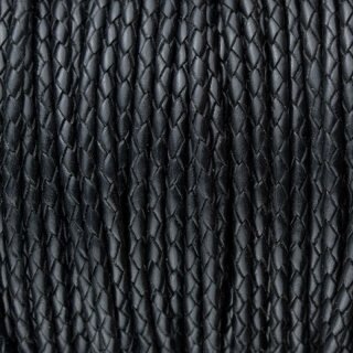 1 m Black, braided Leather 4 mm