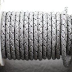 1 m Grey, braided Leather 4 mm