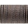 1 m Vintage Grey, braided Leather 4 mm