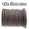 1 m Vintage Grey, braided Leather 4 mm