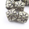 10 Flower Beads, antique brass