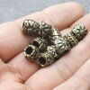 10 Flower Beads, antique brass